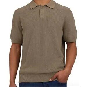 DKNY Men’s Short Sleeve Sweater Polo Size M 100% Cotton Tan NWT
